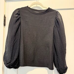 mango Black Puff Sleeve Top